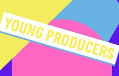 Young Producers logo across a blue, yellow, pink and purple shaped background.